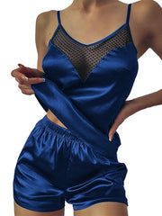 Load image into Gallery viewer, Satin Sheer V top & Shorts