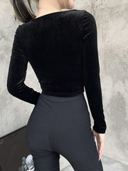 Load image into Gallery viewer, Front Lace-Up Velvet Top