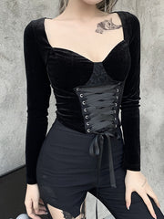 Load image into Gallery viewer, Front Lace-Up Velvet Top