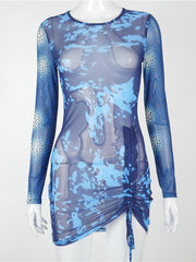 Load image into Gallery viewer, See-through Side Tie Slim Dress