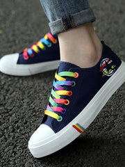 Load image into Gallery viewer, Canvas Sneakers with Rainbow Laces