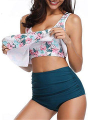 Load image into Gallery viewer, Floral Print U Neck Tankini Set
