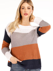 Load image into Gallery viewer, Long Sleeve Color Block Sweater