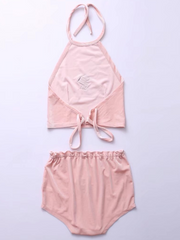 Load image into Gallery viewer, Rose Embroidered Velvet Halter Top and Shorts Set
