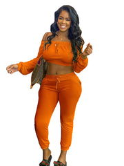 Load image into Gallery viewer, Solid color elastic waist running suit