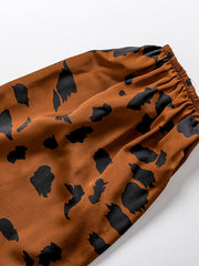 Load image into Gallery viewer, Leopard-print drawstring pleated dress