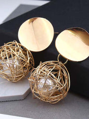 Load image into Gallery viewer, Woven Ball Pearl Earrings