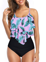Load image into Gallery viewer, Floral Print U Neck Tankini Set