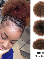 Load image into Gallery viewer, Short Afro Kinky Curly Ponytail Clip in on