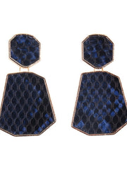 Load image into Gallery viewer, Leather Snake Print Drop Earrings
