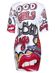 Load image into Gallery viewer, Comic Graffiti Print Dress - vendach