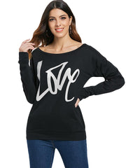 Load image into Gallery viewer, Love Pattern Dropped Shoulder Sweatshirt - vendach