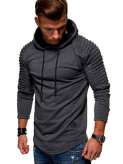 Load image into Gallery viewer, Solid Color Pleated Sleeve Long Fleece Hoodie - vendach