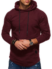 Load image into Gallery viewer, Solid Color Pleated Sleeve Long Fleece Hoodie - vendach