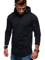 Load image into Gallery viewer, Solid Color Pleated Sleeve Long Fleece Hoodie - vendach