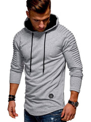 Load image into Gallery viewer, Solid Color Pleated Sleeve Long Fleece Hoodie - vendach