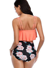 Load image into Gallery viewer, Floral Print U Neck Tankini Set - vendach