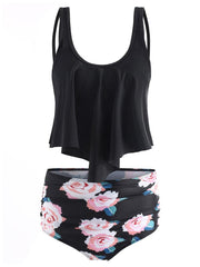 Load image into Gallery viewer, Floral Print U Neck Tankini Set - vendach
