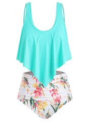 Load image into Gallery viewer, Floral Print U Neck Tankini Set - vendach