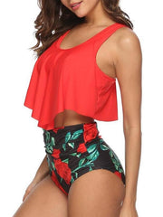 Load image into Gallery viewer, Floral Print U Neck Tankini Set - vendach