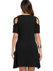 Load image into Gallery viewer, Criss Cross Sleeve Round Neck Shift Dress - vendach