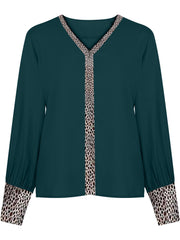 Load image into Gallery viewer, Long Sleeve Blouse with Cheetah Print