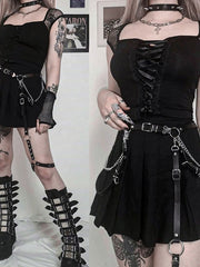 Load image into Gallery viewer, Black Front Lace-Up Top