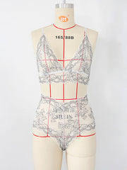 Load image into Gallery viewer, Floral Lace Two Piece Lingerie Set