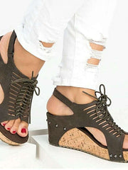 Load image into Gallery viewer, Lace-up Open Toes Shoes