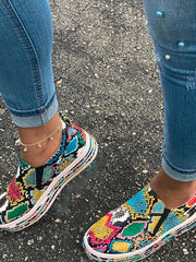 Load image into Gallery viewer, Snake Skin Print Ladies' Slip-On Shoes