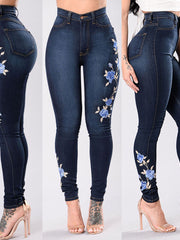 Load image into Gallery viewer, Floral Embroidered Jeans