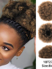 Load image into Gallery viewer, Short Afro Kinky Curly Ponytail Clip in on