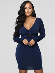 Load image into Gallery viewer, Long Sleeve Front Tie Dress