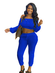 Load image into Gallery viewer, Solid color elastic waist running suit