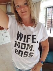 Load image into Gallery viewer, WIFE MOM BOSS T-shirt