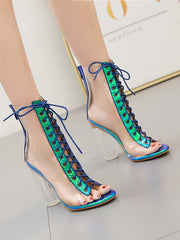 Load image into Gallery viewer, Transparent Boots High Heel Sandals