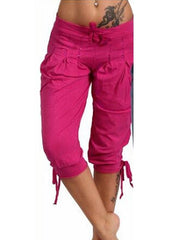 Load image into Gallery viewer, Pure color cotton hot drilling casual cropped trousers - vendach