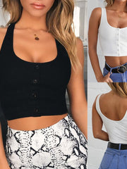 Load image into Gallery viewer, Cropped Tank Top with Buttons