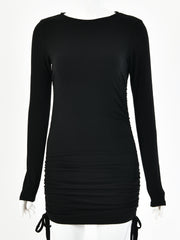 Load image into Gallery viewer, Double side drawstring long sleeve dress