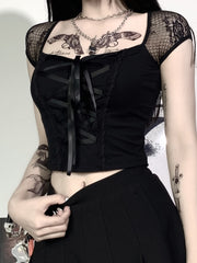 Load image into Gallery viewer, Black Front Lace-Up Top