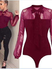 Load image into Gallery viewer, Long Sleeve Sheer Sleeve Bodysuit