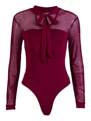 Load image into Gallery viewer, Long Sleeve Sheer Sleeve Bodysuit