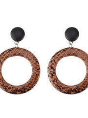 Load image into Gallery viewer, Leather Snake Print Drop Earrings