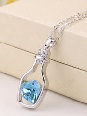 Load image into Gallery viewer, Wish Bottle Crystal Heart Pendant Necklace - vendach
