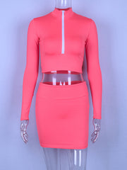 Load image into Gallery viewer, Long Sleeve Shirt & Mini Skirt Set