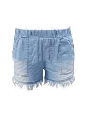 Load image into Gallery viewer, Fringed elastic loose jeans shorts