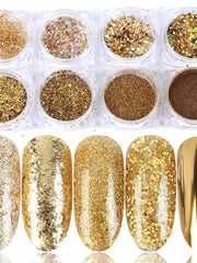 Load image into Gallery viewer, Mix Glitter Nail Flakes Set (8 containers)