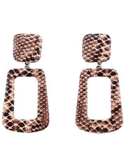 Load image into Gallery viewer, Leather Snake Print Drop Earrings