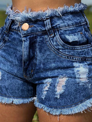 Load image into Gallery viewer, Frayed Denim Shorts