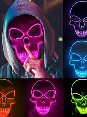 Load image into Gallery viewer, Halloween Skeleton Mask LED Glow